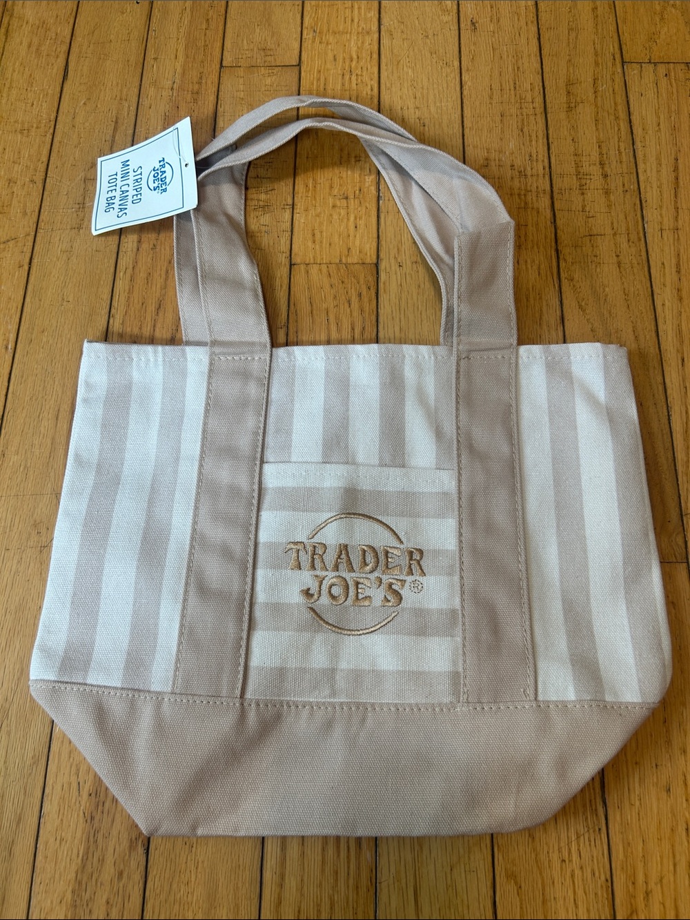 Trader Joe's Cream & Beige Stripe Canvas Tote
